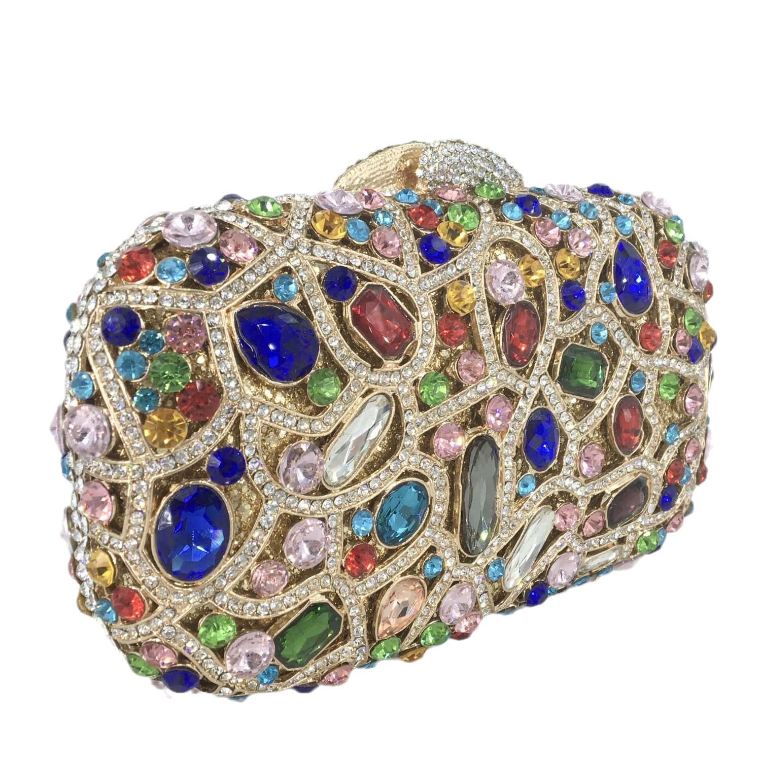 Boutique De FGG Colorido bolso de mano de cristal para noche, fiesta, gala, cena, boda, minaudiere