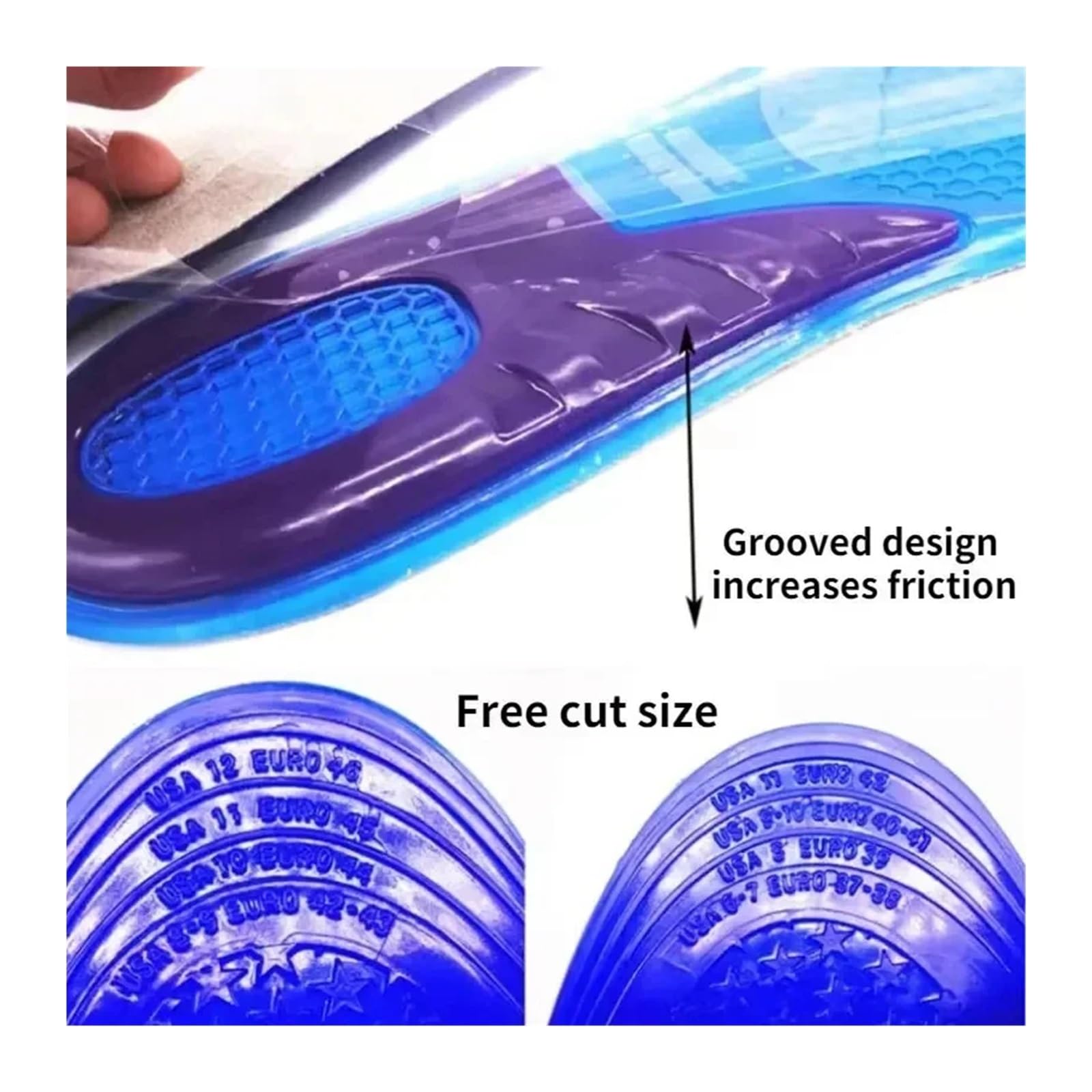 Plantillas De Soporte 1 par de plantillas ortopédicas masaje for soporte arco for hombre y mujer, almohadilla Gel antideslizante silicona Unisex for calzado deportivo con absorción impacto