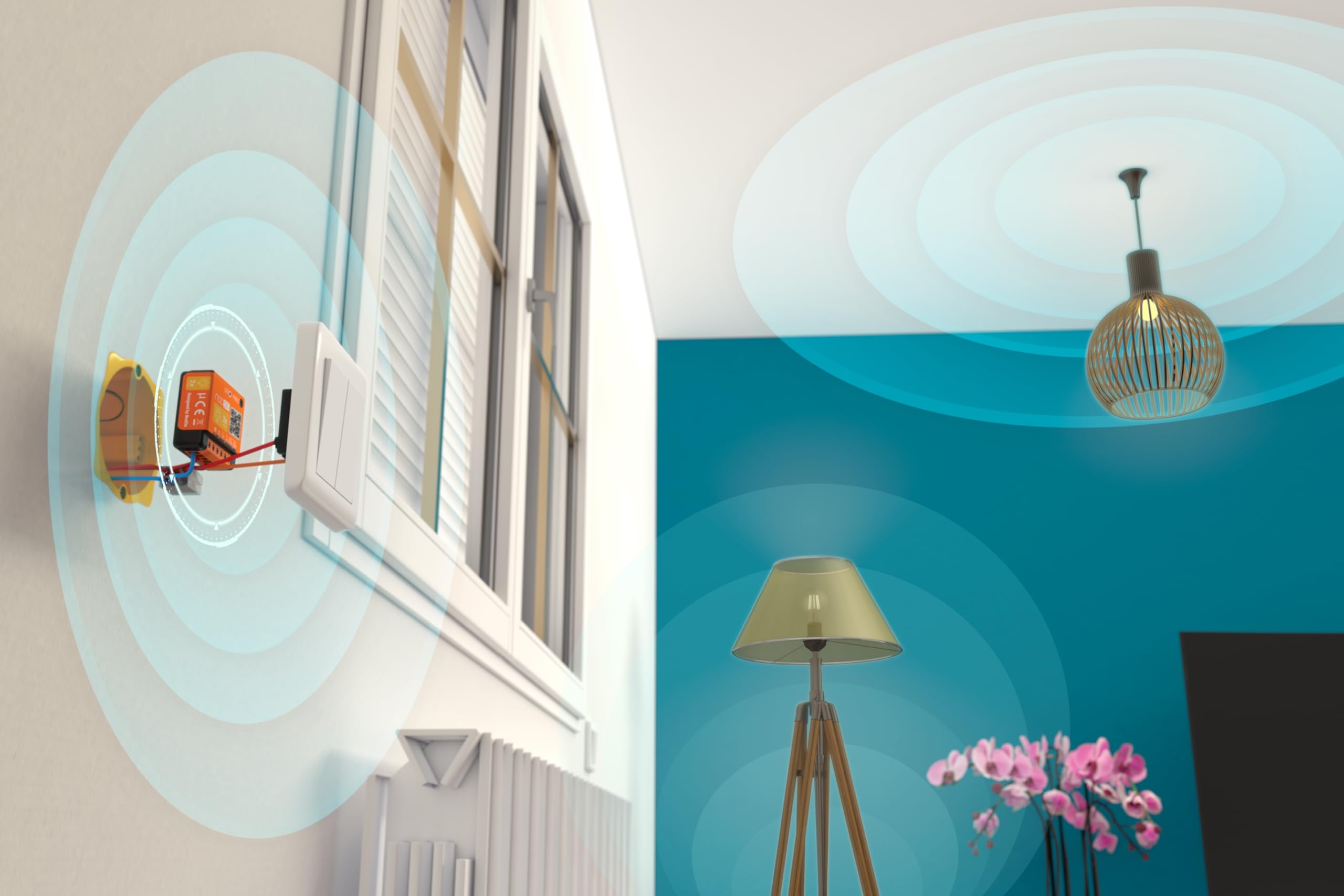 NodOn - EnOcean - Module Interrupteur sans Fil Éclairage on/Off pour Maison Connectée - 2 Canaux, 2x5A - Va et Vient sans Fil et sans Travaux - Compatible Home Assistant Jeedom, eedomus, MyUbiwizz