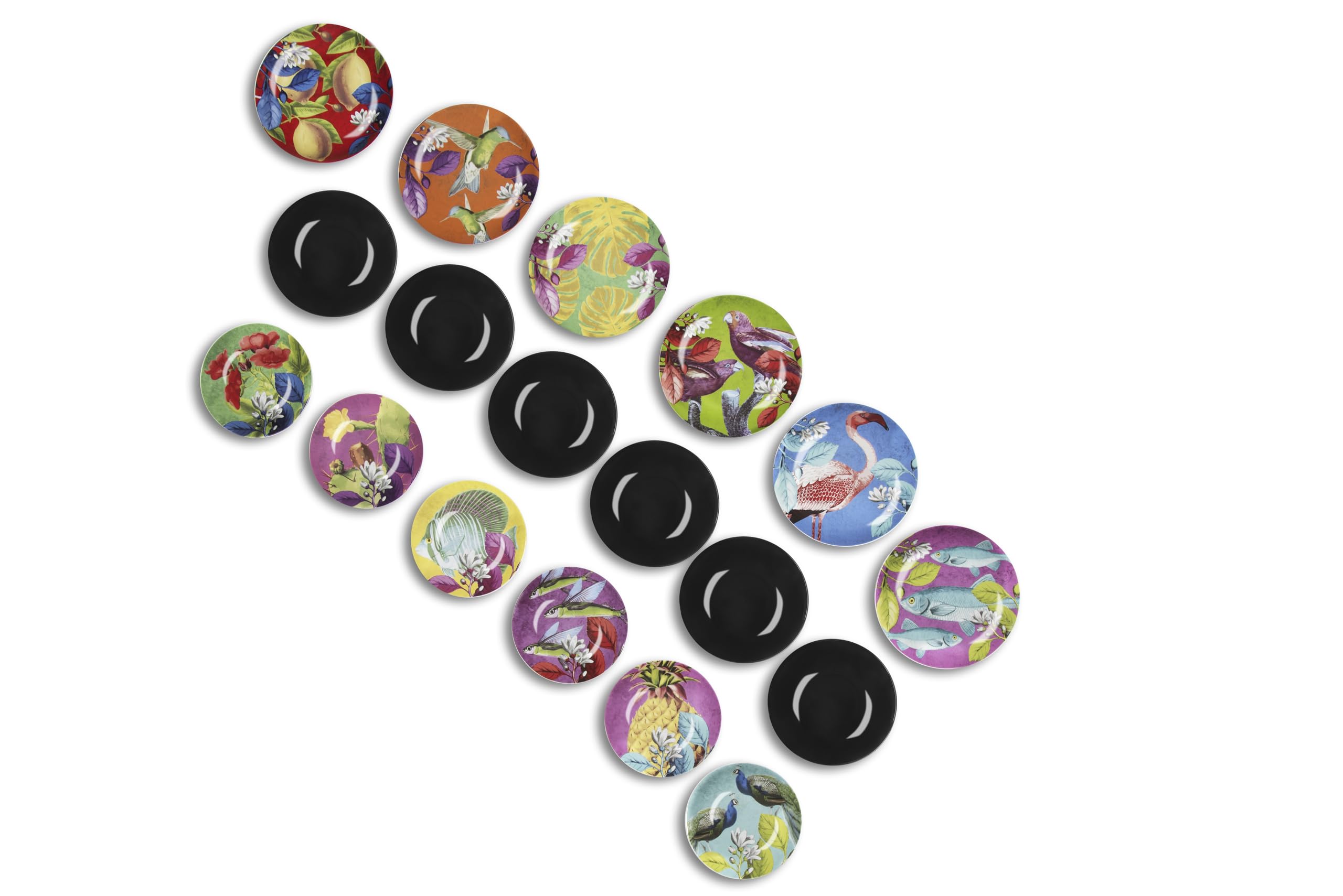 Excelsa Rhapsody – Service De Table 18 Pièces Porcelaine Et Grès Multicolore – Motifs Tropicaux Pour 6 Personnes