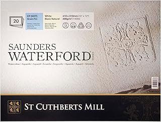 St. Cuthberts Saunders Waterford 300 g/m² Grão Fino Branco Natural Bloco 410x310 20 Folhas
