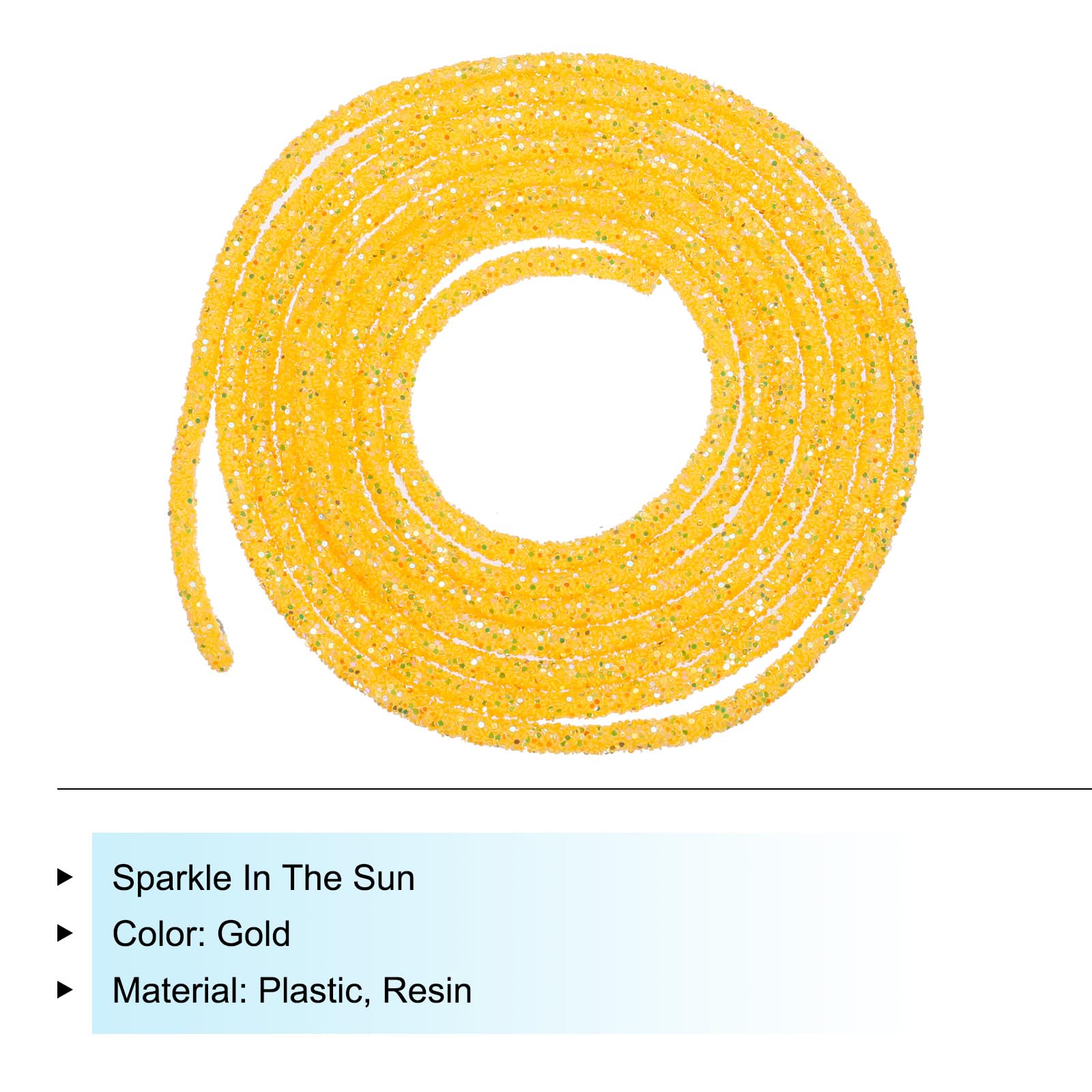 sourcing map 5 Yard 6mm 0.24 inch Glitter Sequins Rope Sequins Rhinestone Tube Cord for DIY Wedding Dresses Costume Clothing Shoes Jewelry Accessory Clear White — view 273