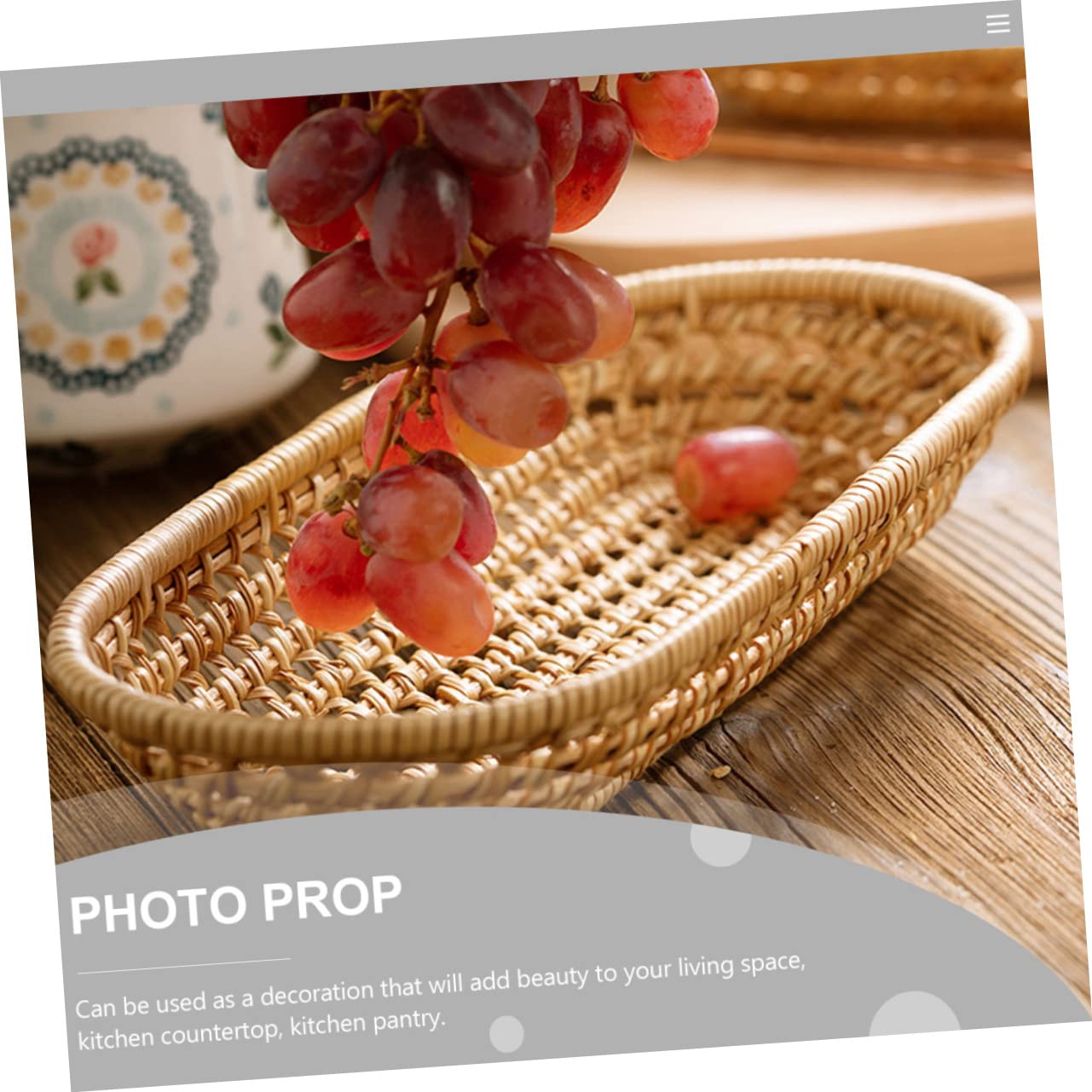 NAMOARLY 1pc Rattan Storage Basket Outdoor Picnic Basket Rattan Woven Basket Basket Fruit Bowl Wicker Storage Baskets Round Storage Basket Handmade Basket Chocolate Autumn Vines