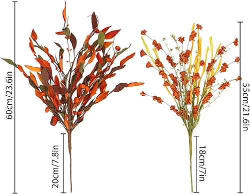 Miniatura 4 de Uieke Arreglo de flores artificiales de otoño con calabaza pequeña, tallos de otoño, hojas de otoño falsas para el hogar, cosecha festiva, otoño,