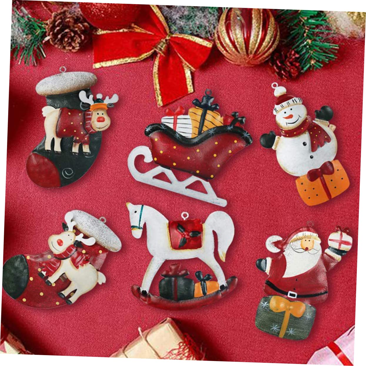 Cabilock 2 Sätze Weihnachtsschmuck Anhänger Puzzle Glocken Lebkuchen Outlet Mann des Deckels Medaillon Weihnachtsbaum Hängende Verzierung Buntes Holz 12 Stück * 2
