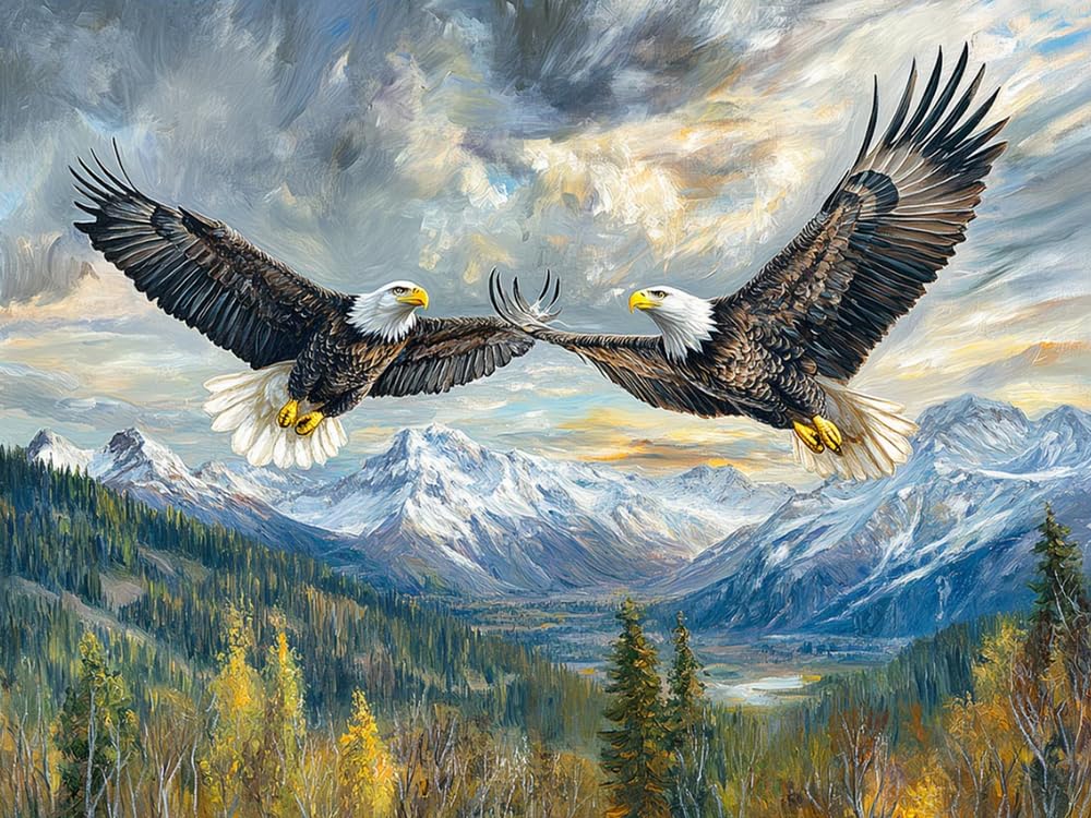 Weiniuniu Cross Stitch Kits for Adults Eagles 11CT Pre Printed Stamped Beginners Cross-Stitch Kit DIY Embroidery Kit Home Decor-40X50 cm