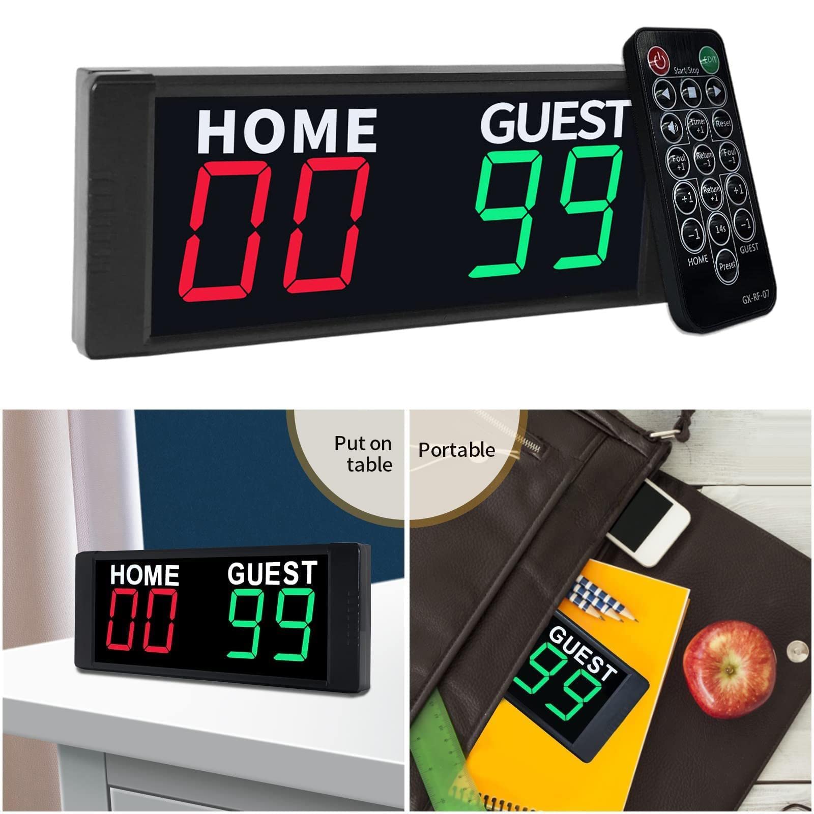 LED scorebord met statief - Multisport Indoor Gebruik - Afstandsbediening Digitaal Scorebord voor Basketbal Voetbal Volleybal Tafeltennis - 6 cijfers LED scorebord met statief - Multisport Indoor Gebruik - Afstandsbediening Digitaal Scorebord voor Basketbal Voetbal Volleybal Tafeltennis - 6 cijfers