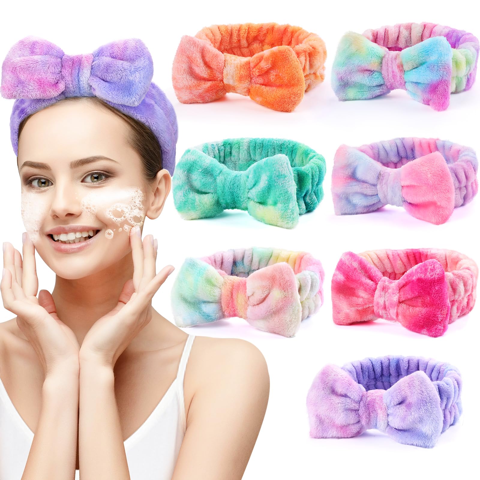 Versace Multicolor Silk Bow Headband in Lavender, Neon Green & Coral Layered Striped Grosgrain Hair Bow- Beyond Creations main image 3