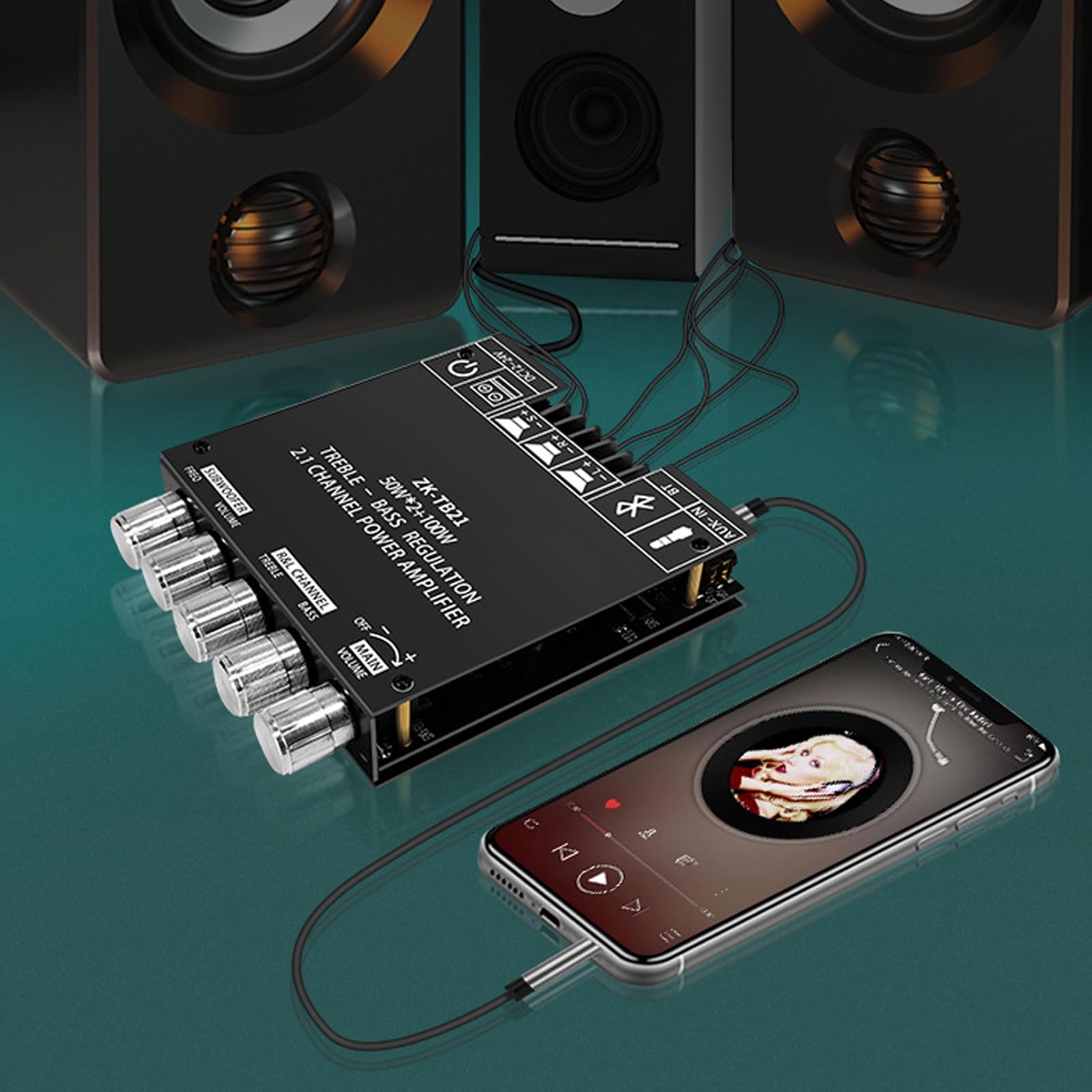Amplifier Module TPA3116D2, 2.1 Audio Amplifier Board Bluetooth HiFi, Mini Amp Platine DC 12-24 V con ingressi Bluetooth e AUX