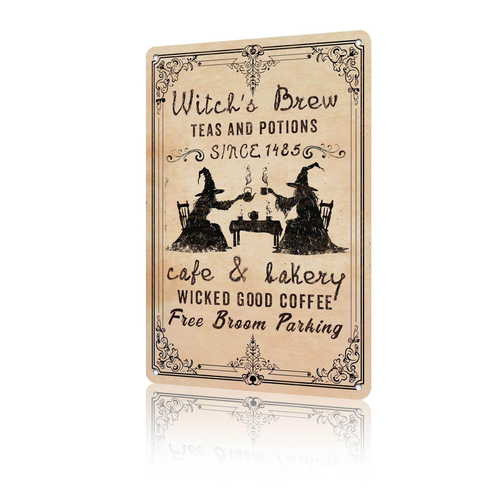 Anceky Metal Signs Witch's Brew Tea and Potions Tin Sign Retro Wall Decor for Cafe Bar Home Living Room Yard 12×8 Inch