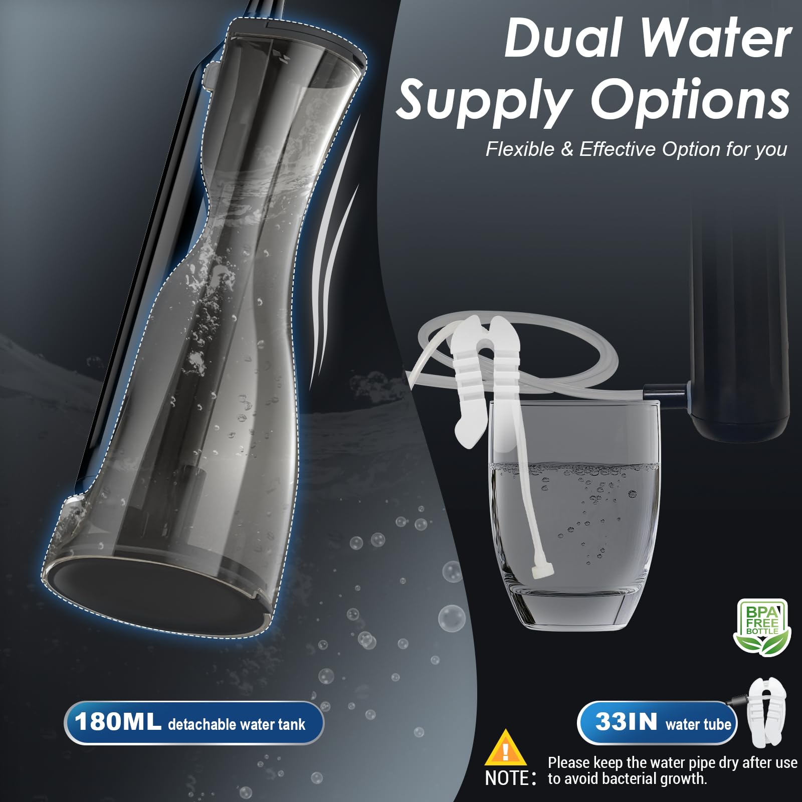 Zahnbürste mit Wasser Flosser Combo für Erwachsene, 4-in-1 wiederaufladbare elektrische Zahnbürste mit Wasserflosse, IPX7 wasserdicht, 4 Modi, Schallzahnbürste, 3 Modi, Reise, schnurlose