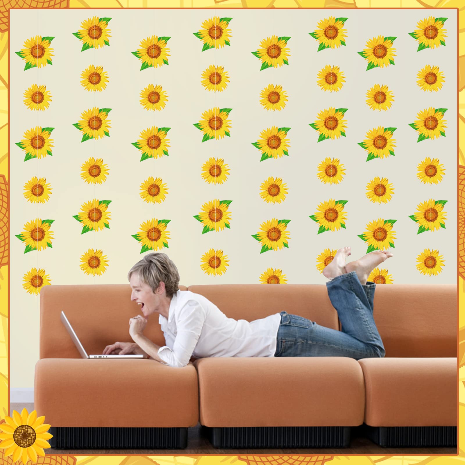 Sunflower Happy Birthday Party Decorations Kit - Banner & Hanging Foil Swirls For Summer Themed Parties