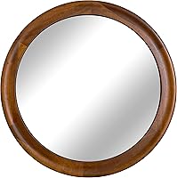 Vista 12 de Espejos redondos de 24 pulgadas, espejo rústico de pared de tocador de madera con marco de madera, espejo circular de madera para baño, dormitorio