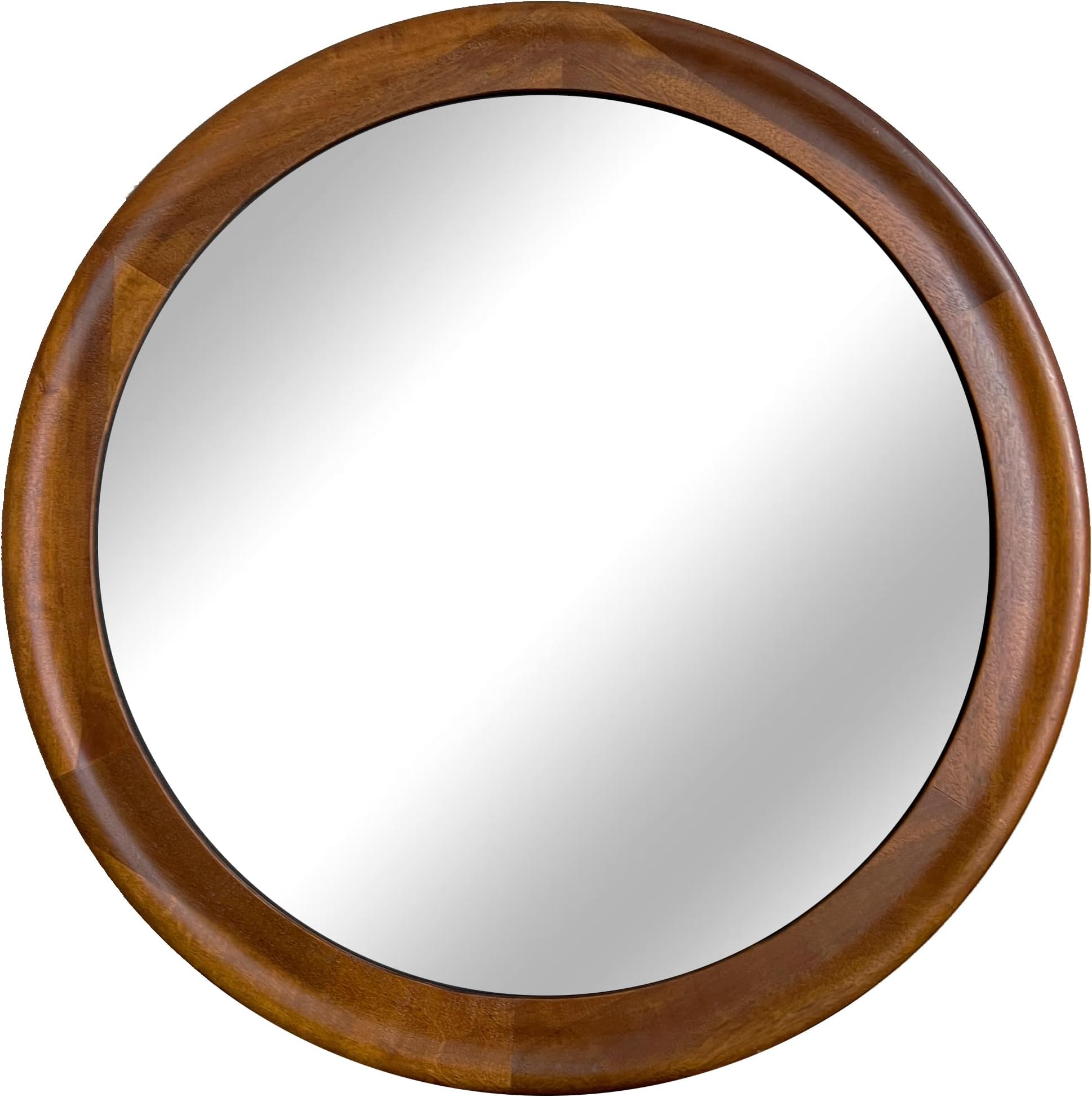 CULERRound Wall Mirrors 36 Inch,Wood Rustic Decorative Transitional Mirror with Walnut Frame for Wall,Farmhouse Hanging Vanity Mirror for Bathroom Bedroom Living Room or Entryway（Walnut Brown）