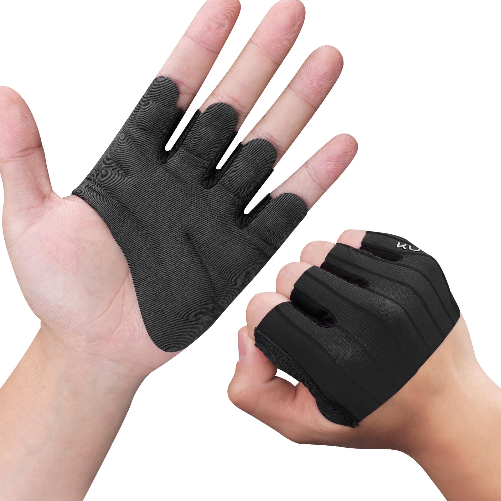 KUTOOK Fitness Gloves Men's Sports Thin Exercise Cycling Gauntlets Fingerless Women's Weight Training Glove for Strength Trainings Gym Accessories Men Women Black M