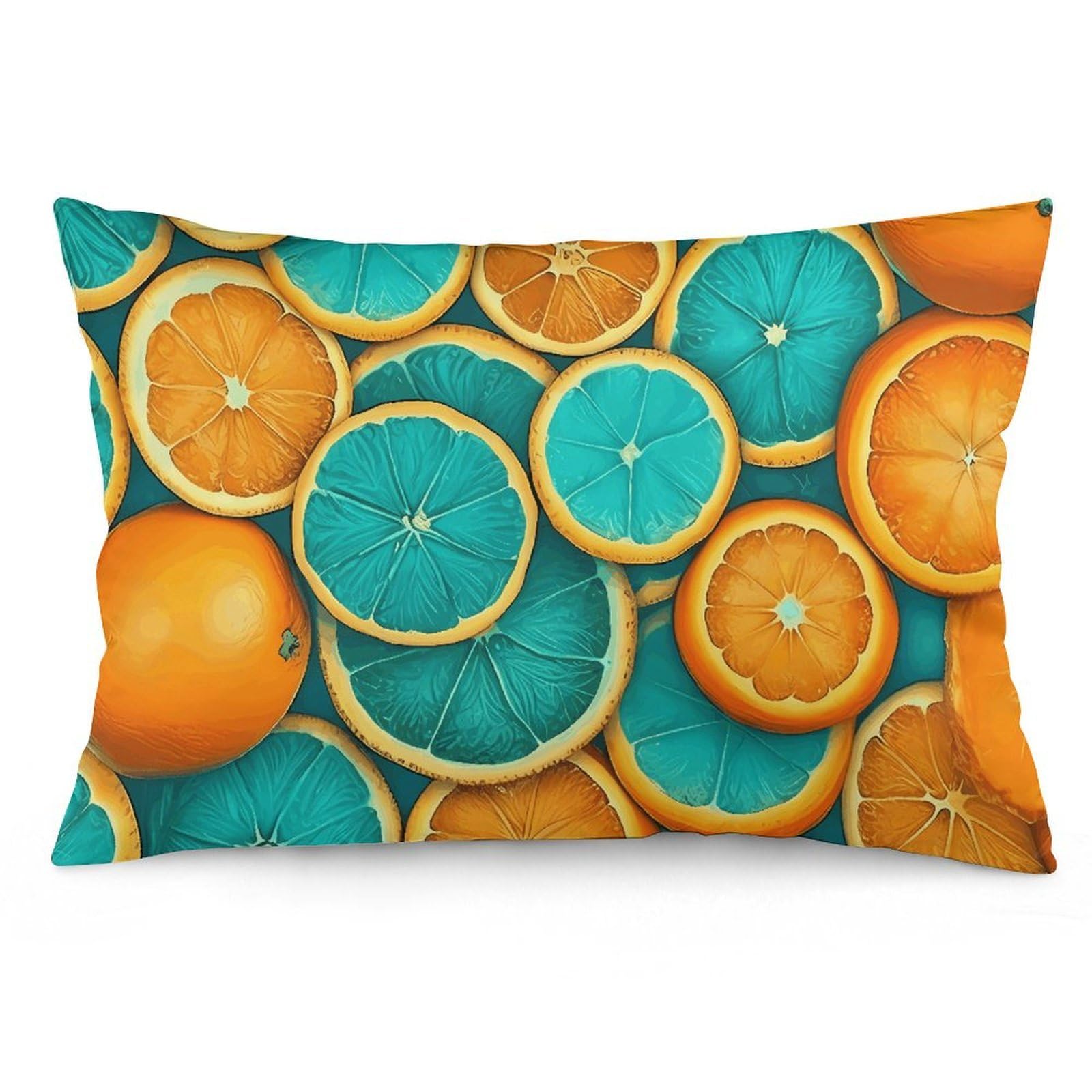 NONHAI 2 Pack Pillow Cases for Hair and Skin, Soft Breathable Pillow Case Covers with Hidden Zipper, Specially Colored Orange Slices Pillowcase 12 "x20 Pillow Covers for Sleeping Gift
