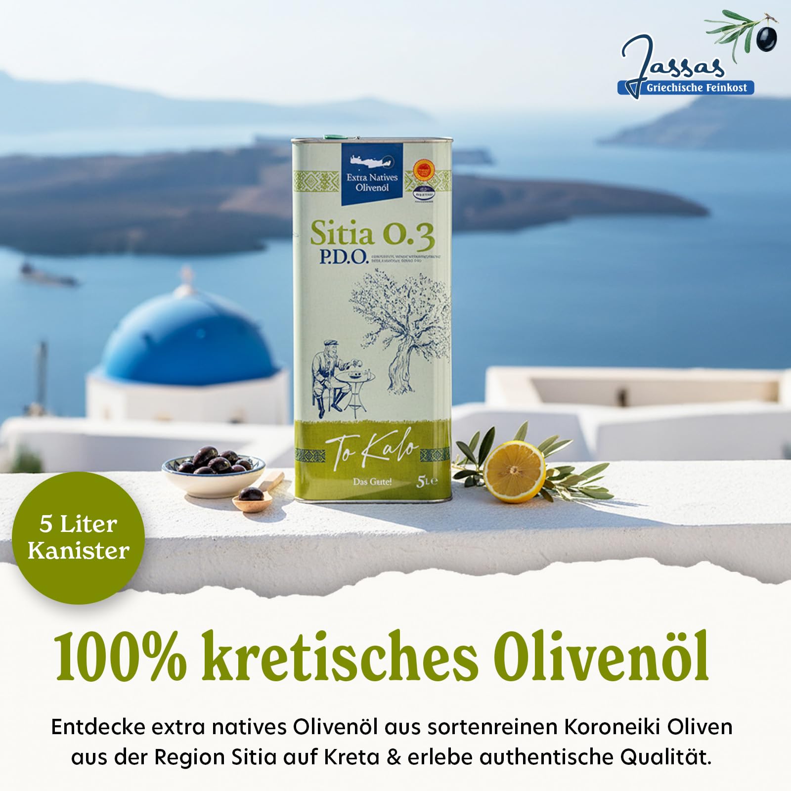 ToKalo Sitia Olivenöl 5L - 100% Koroneiki Oliven - neue Ernte 25/26 - extra nativ, kaltgepresst & laborgeprüft - mild-fruchtig - Handarbeit aus Kreta