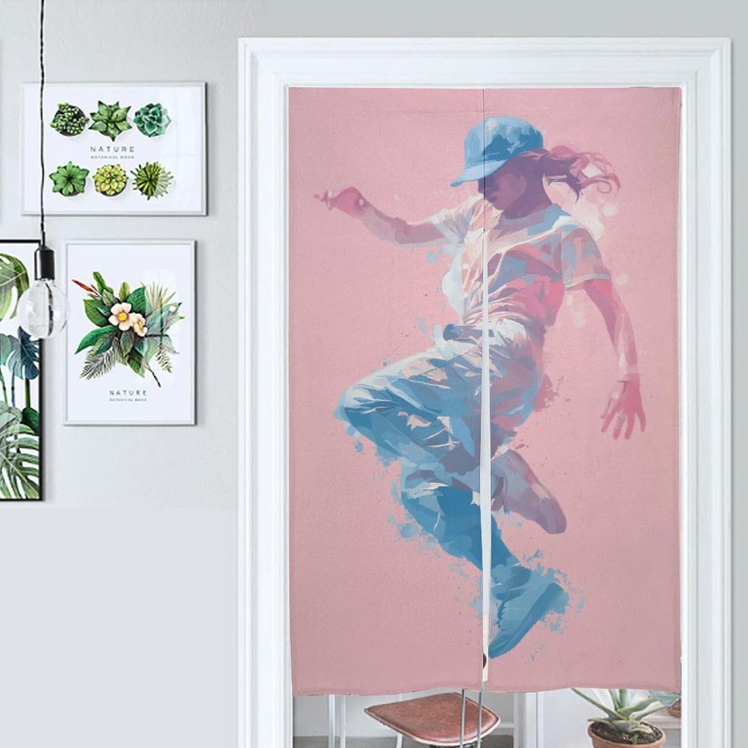 Street Dancing Pop Doorway Curtain Insulated Room Divider Drapes | white linen,privacy curtains