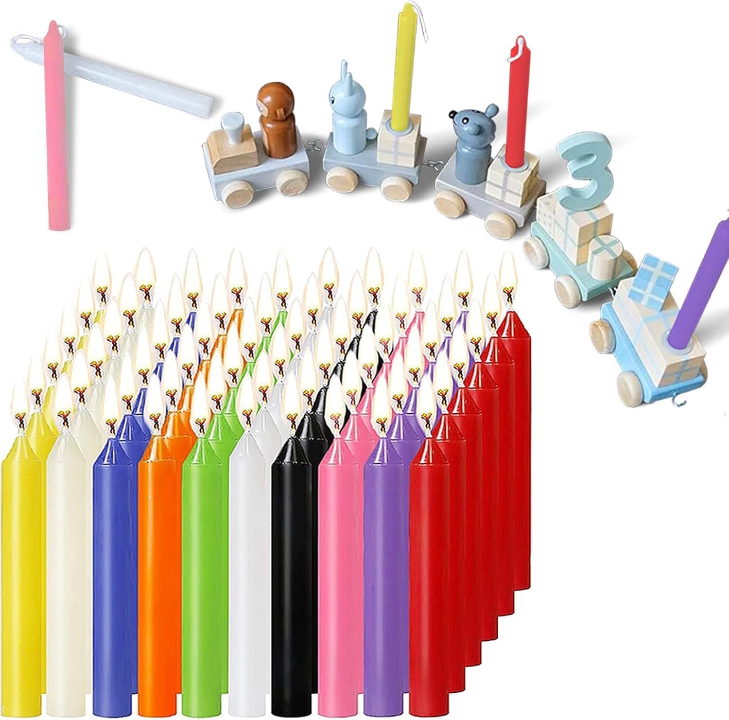 MAISITOO Bougies 60 Couleurs Assorties de Sorts Bougies Petit Dripless