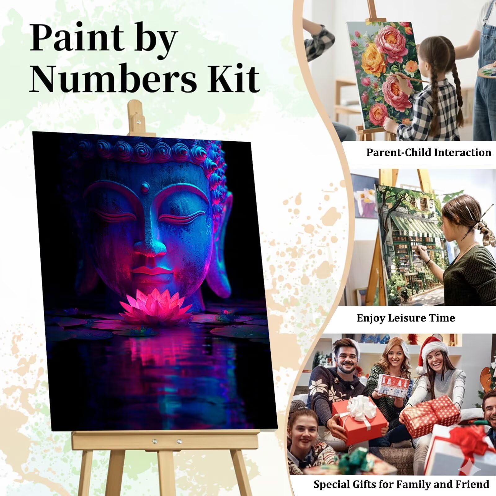 Dipingere con i Numeri Adulti Orchidea, Kit di Pittura a Olio su Tela DIY con Pennelli Pittura a Pigmento Acrilico, Paint by Numbers Religione Disegno, Regalo Creativo 70x100cm (Senza Cornice)-#859k