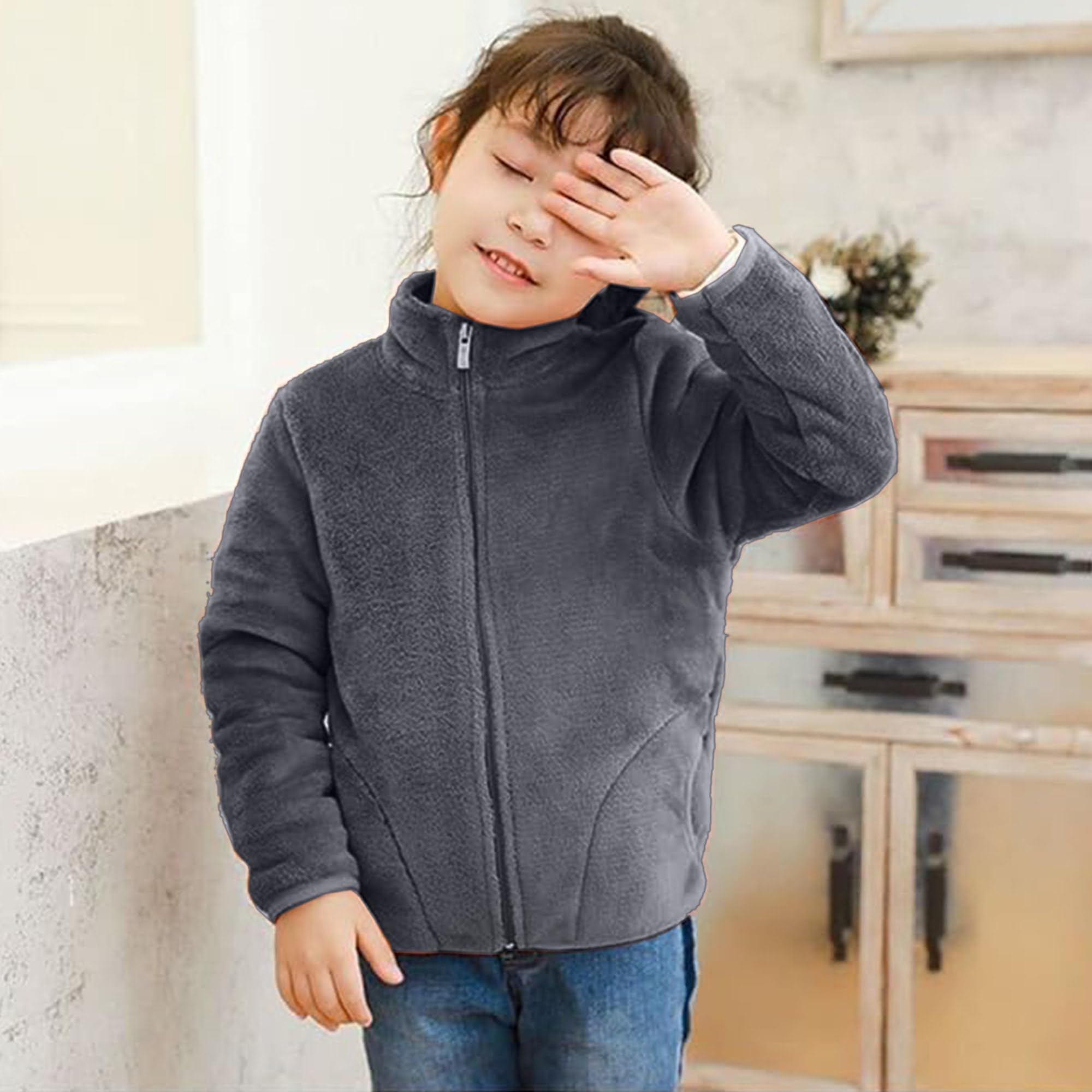 BabyMoon Winter Baby Boys & Girls Sweater Kids Standard Length Jacket Zipper Cardigan | Grey | 1-2 Years 4