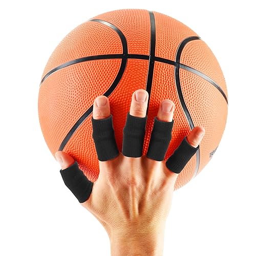 Miniatura 7 de uxcell 10 protectores deportivos para dedos, fundas de compresión elásticas para el pulgar para el dedo gatillo, soporte transpirable para férulas