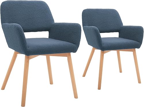 Miniatura 4 de CangLong Cojín tapizado para ocio, moderno, sala de estar, comedor, sillas con brazos decorativos para invitados de club con patas de madera maciza,