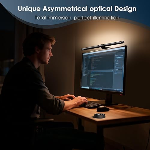 Miniatura 4 de Quntis Barra de luz para monitor de computadora con control remoto, monitor de cuidado de los ojos, luz de fondo de luz de escritorio para juegos de