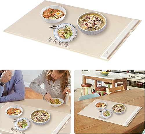 TUSAUW Bandeja de calentamiento eléctrica con control de temperatura ajustable, bandeja portátil para calentar alimentos, bandejas de calentamiento