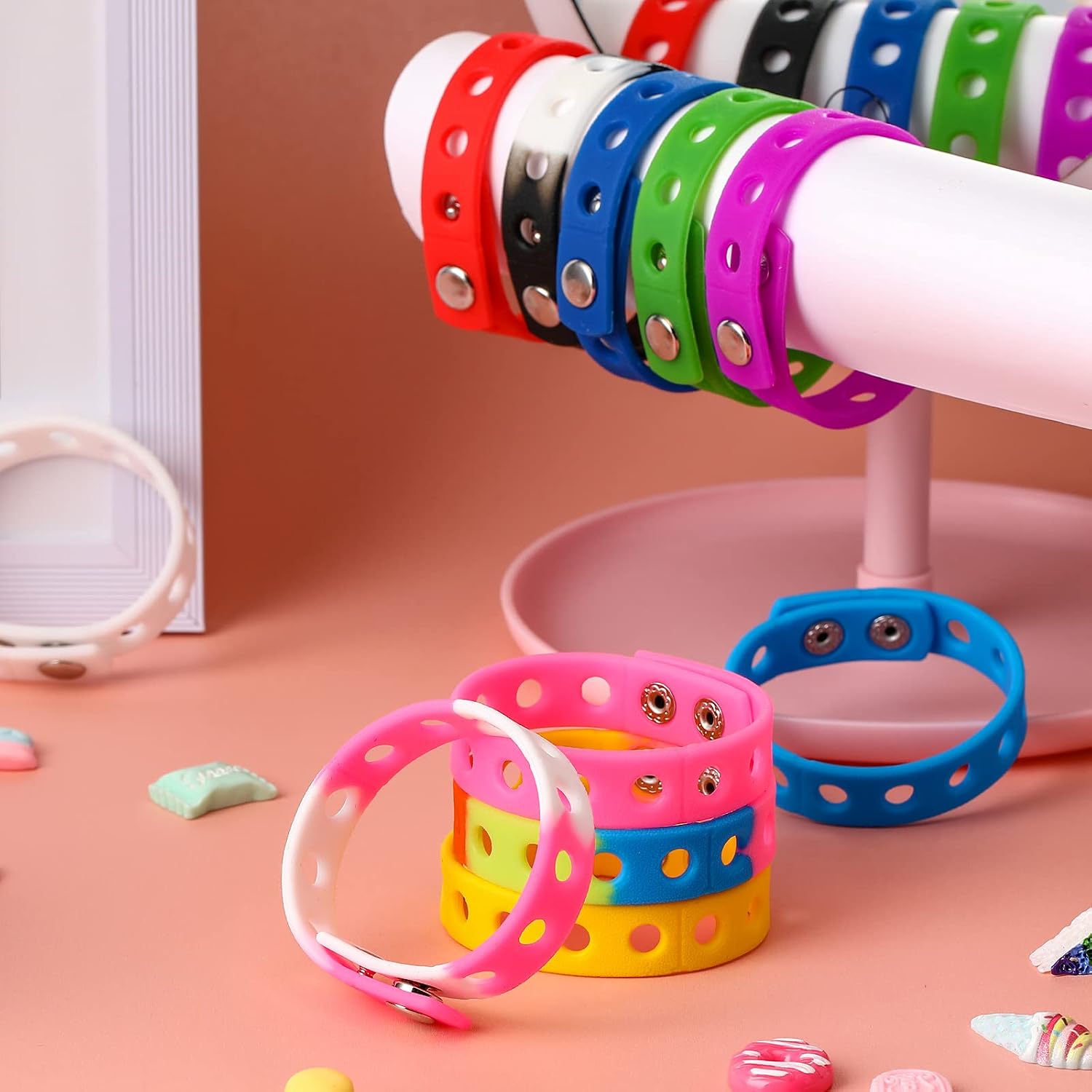 MTLEE 12 Pieces Silicone Charm Rubber Bracelets image 4