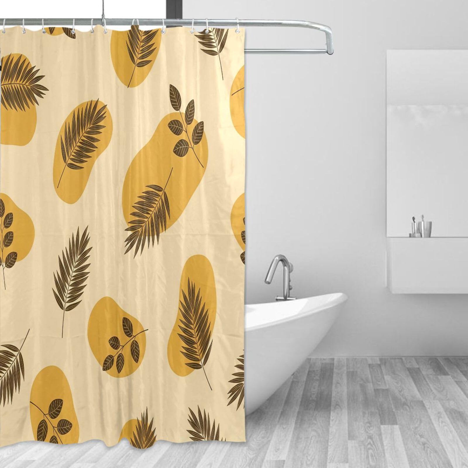 Rideau de douche anti éclaboussures en tissu feuilles lavable