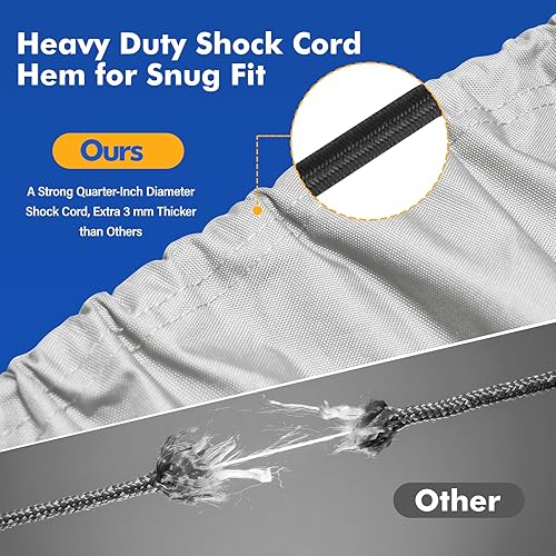 Miniatura 6 de Funda para barco Jon 1200D, cubierta de tecnología impermeable compuesta con cubierta de motor anti-UV para remolque, amarre, sorage, apta para