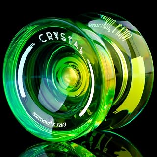 Professional Responsive Yoyo for Kids, K2 Crystal Dual Purpose Yo yo Replacement Unresponsive Yo-Yo Bearing for Intermediate, Plastic YoYo with 12 Yoyo Strings, Storage Bag (Green Yellow Gradient)