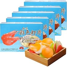 KWOLYKIM 180gX5 Boxes Uncooked Colorful Prawn Flavor Crackers, Multi-color Crispy Shrimp Flavor Chip Asian Traditional Food and Snacks for Party 31.74oz