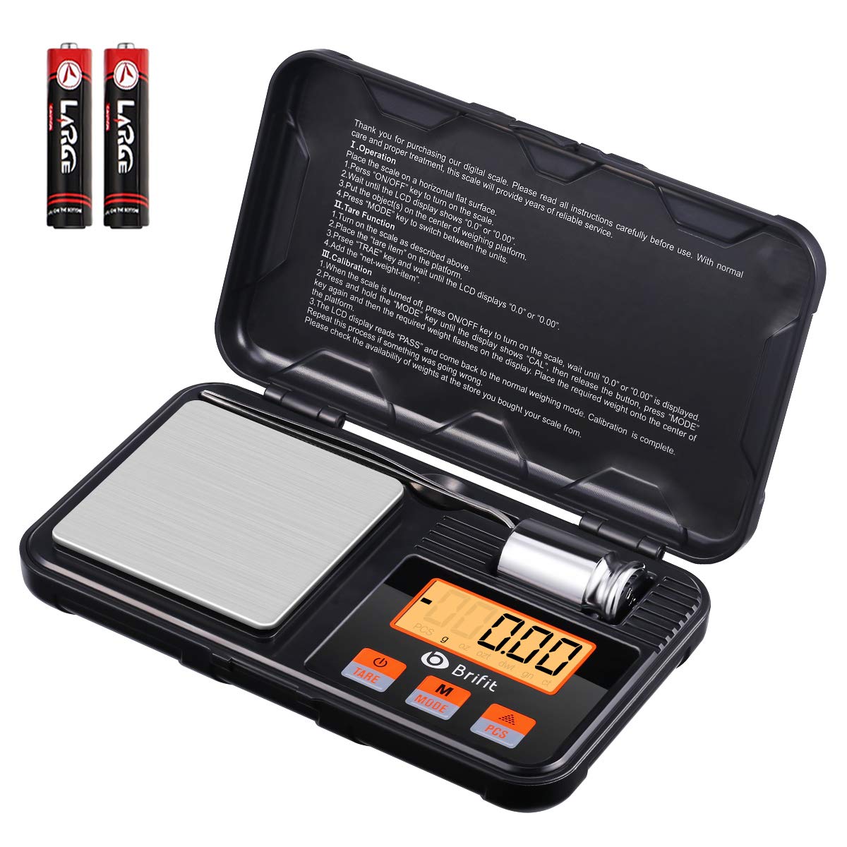 Brifit Digital Pocket Scale, Precision Mini Scale with Backlit LCD, PCS