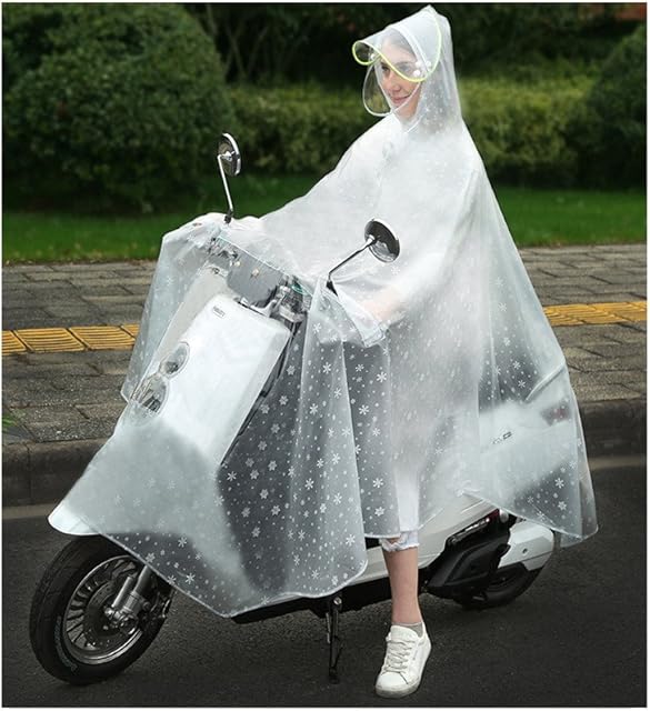 GLJY Motorbike Rain Cape Coat, EVA Transparent Waterproof Raincoat Hooded With Single Rainwear Poncho Rain For Outdoor Hiking