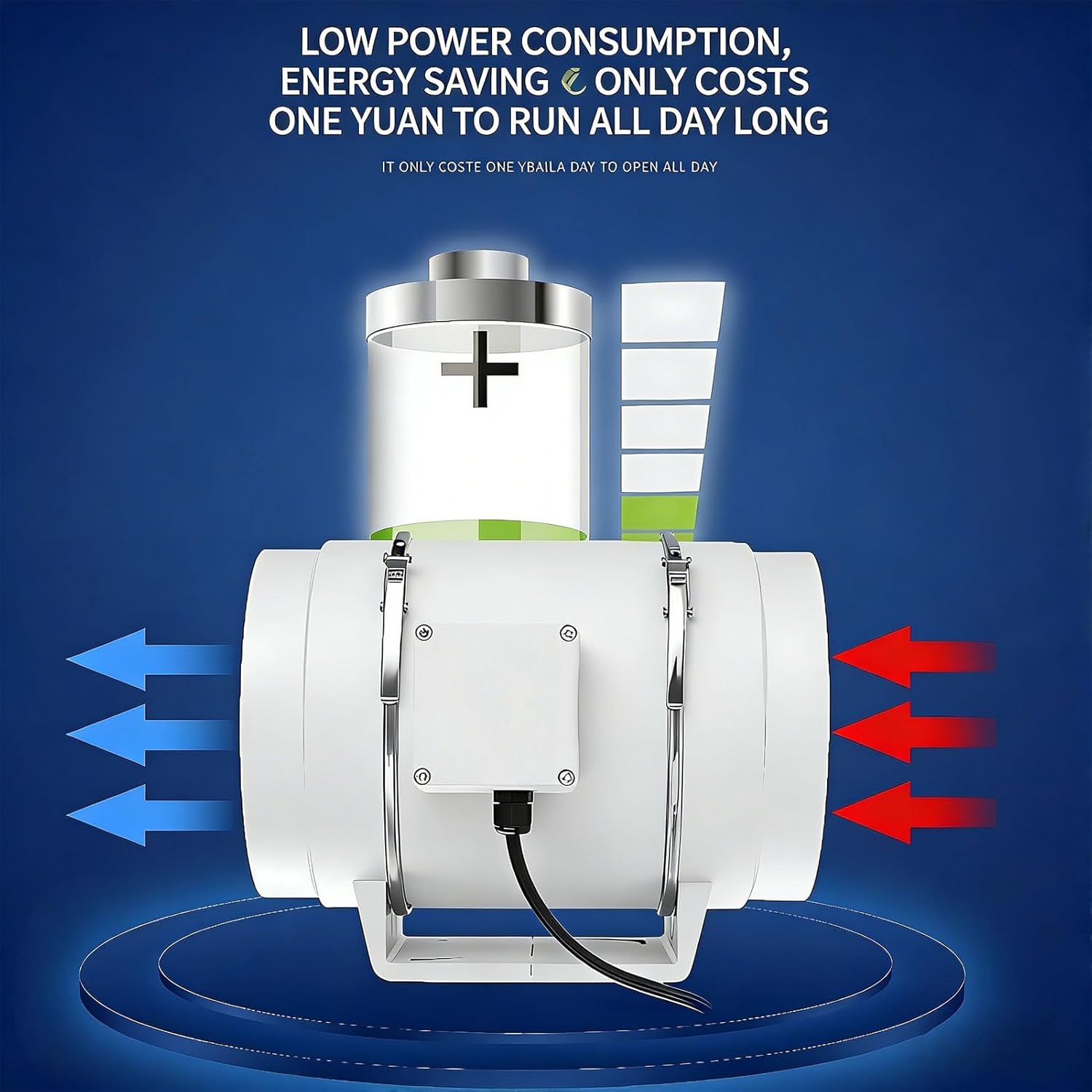 Pipeline Booster Fan 6 Inch Inline Duct Vent Efficient Air Circulator with Copper Wire Motor for Grow Tent Kitchen Bathroom (US Plug)