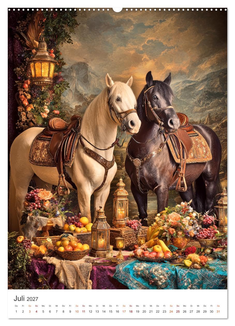 Edle Pferde (hochwertiger Premium Wandkalender 2027 DIN A2 hoch), Kunstdruck in Hochglanz: Pferde, wie man sie fühlt: still, stark und voller ... bis zur sommerlichen Weite. (CALVENDO Tiere)