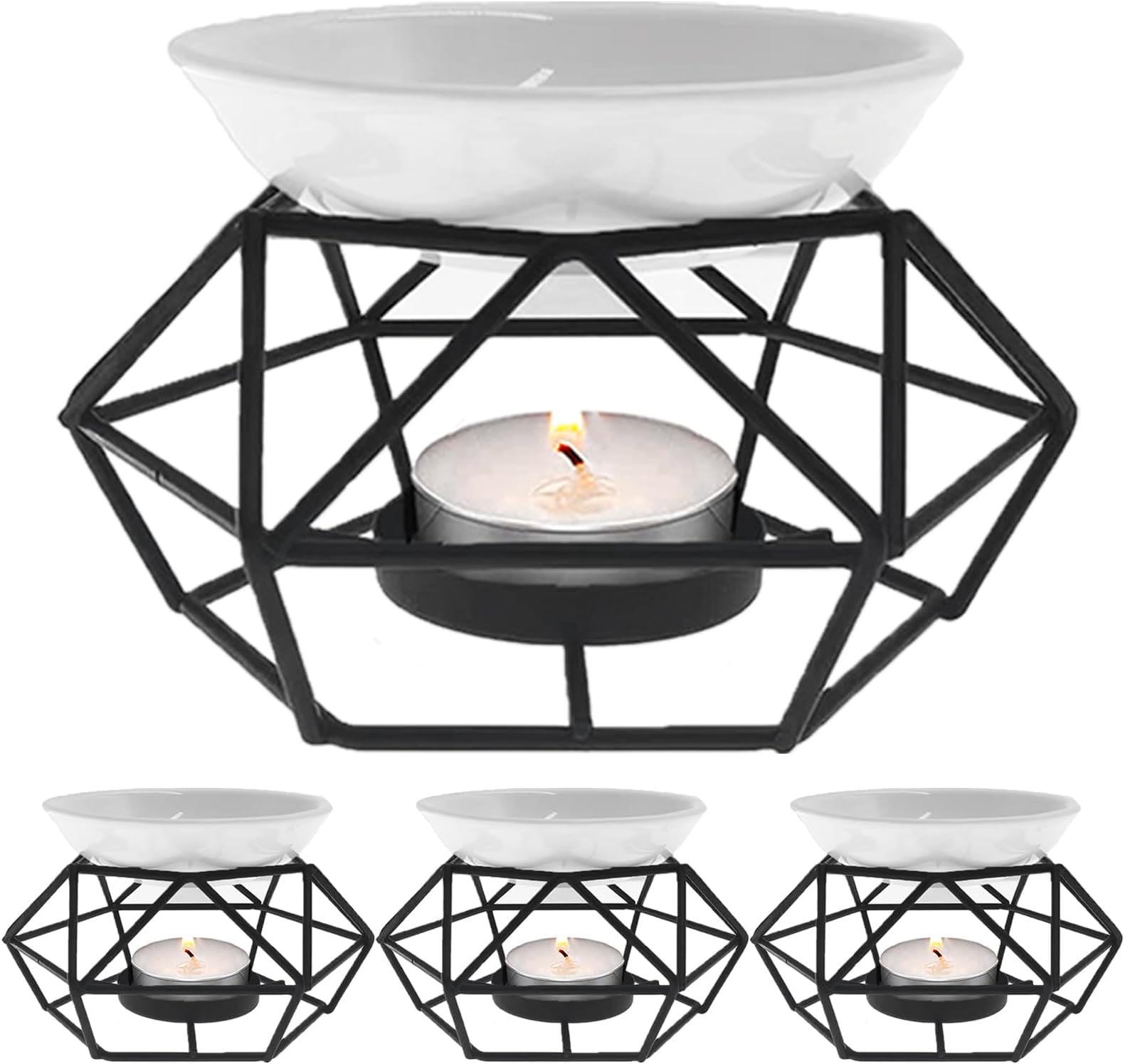 ALMOXVYE 4 Pcs Ceramic Tealight Candle Holder Oil Burner