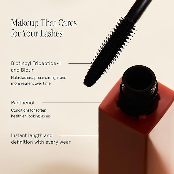 SOSHE Beauty - Peptide Lengthening Mascara | Safe for Contact Lens Wearers, Smudge Resistant, Flake-Free | Clean, Vegan, Cruelty-Free, Certified Plastic Negative