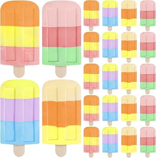 24 Pcs Ice Cream Sidewalk Chalk Bulk Washable Multicolor Sidewalk Chalk Paint Party Favors for Kids Adults Fun Summer Playground Outdoor Activities Painting on Chalkboard Blackboard