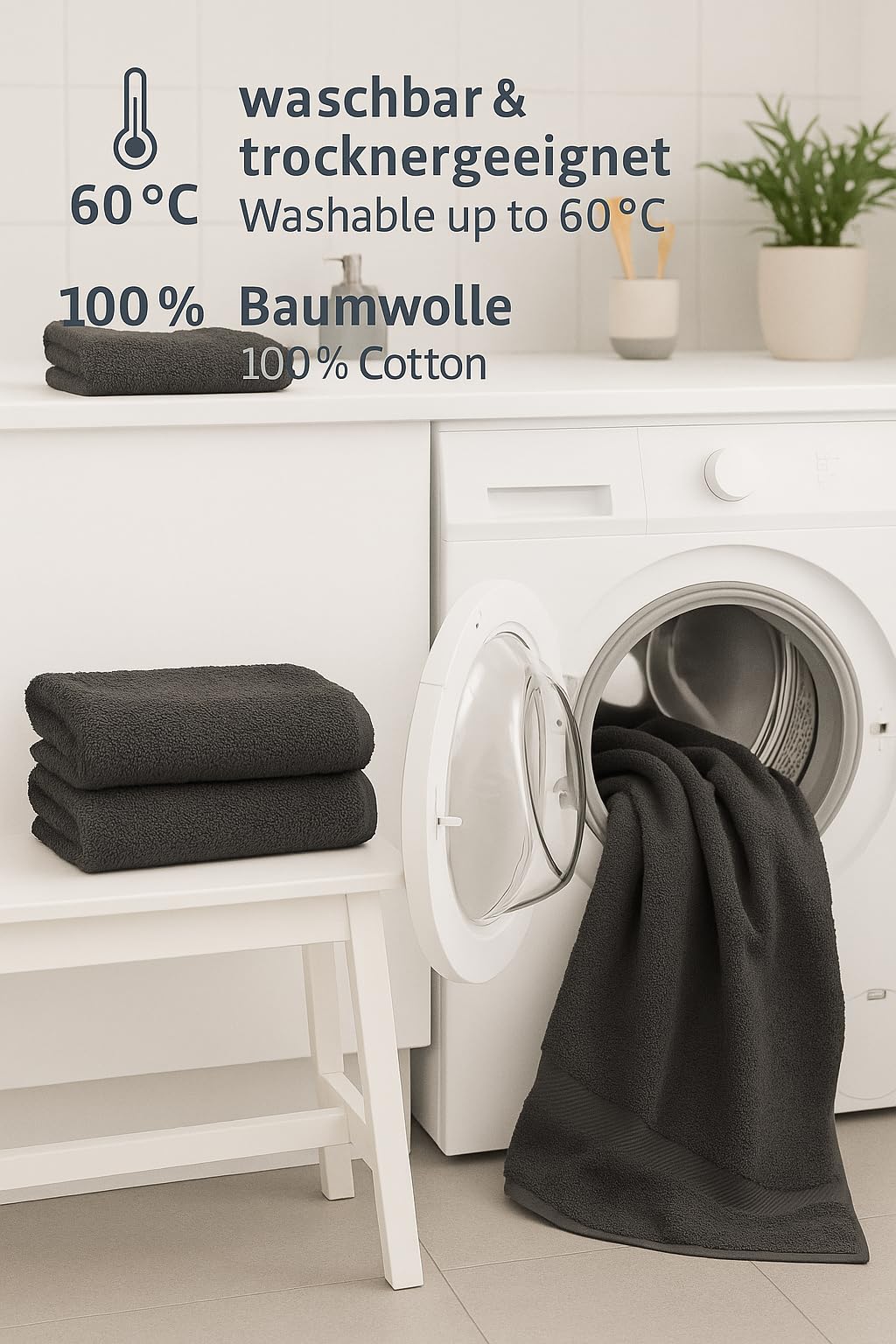Betz Lot de 6 Serviettes de Toilette Palermo Taille 50x100 cm 100% Coton Couleur Anthracite