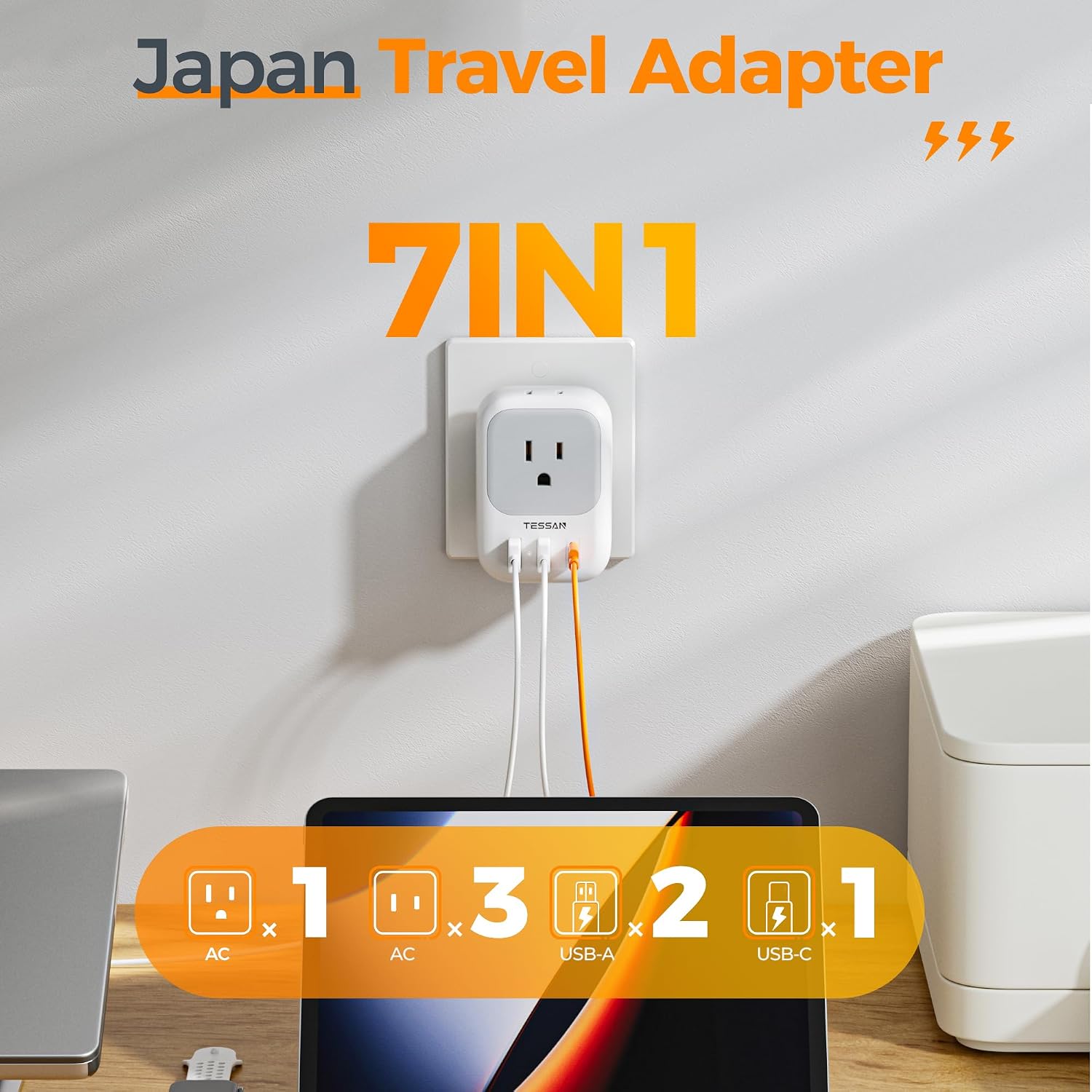 TESSAN 2 Prong to 3 Prong Outlet Adapter - Image 4
