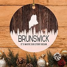 Brunswick Ornament Brunswick ME Ornaments Maine - It's Where Our Story Began - Vintage Christmas Ornament Gift Round 3"