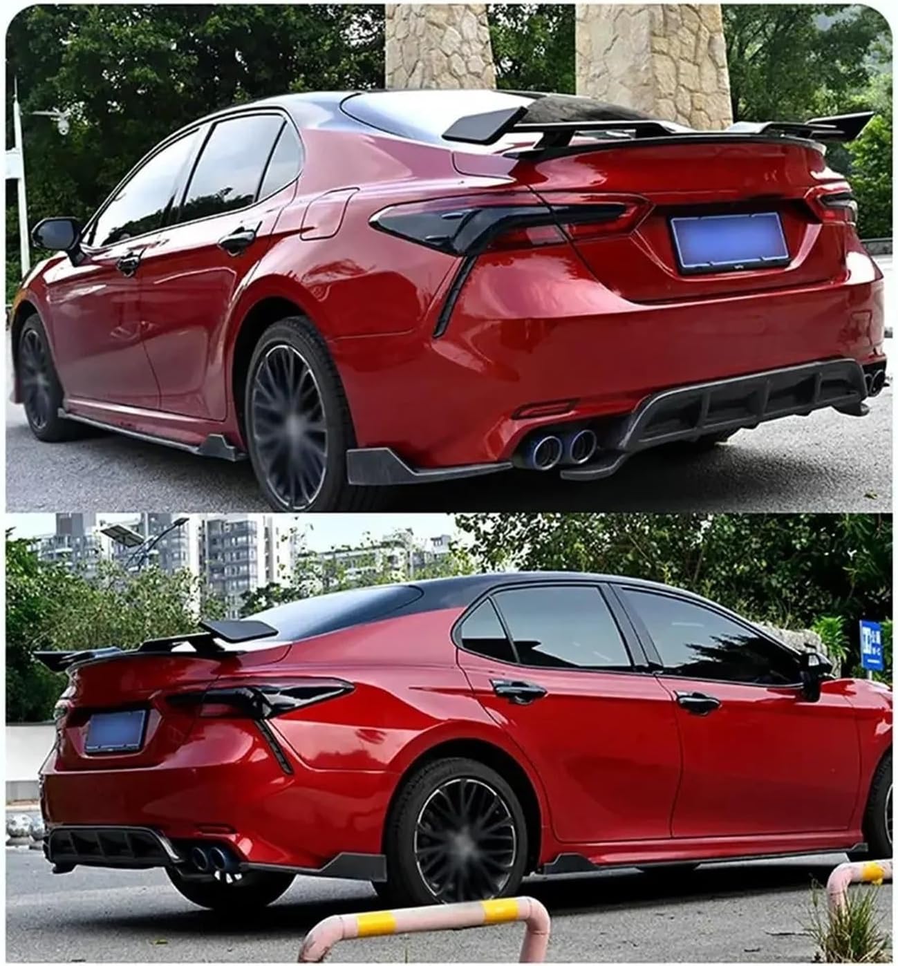 Rear Tail Lamp Decoration Trim Light Hoods ABS Black Compatible With Toyota Camry 8th Eight Generation 2018-2021 DIY Decoration Cover