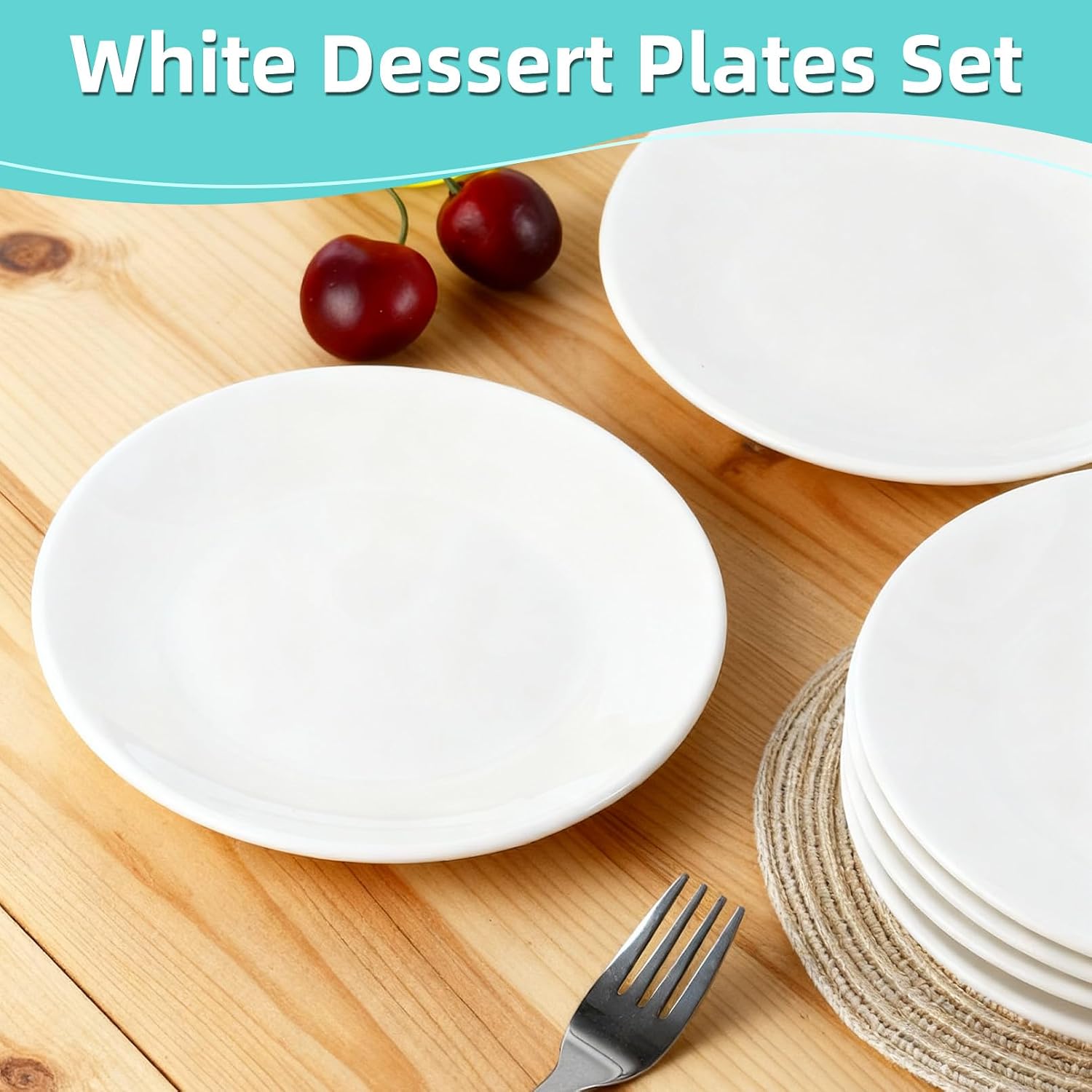 6 Pack Dessert Plates, 6 Inch, White
