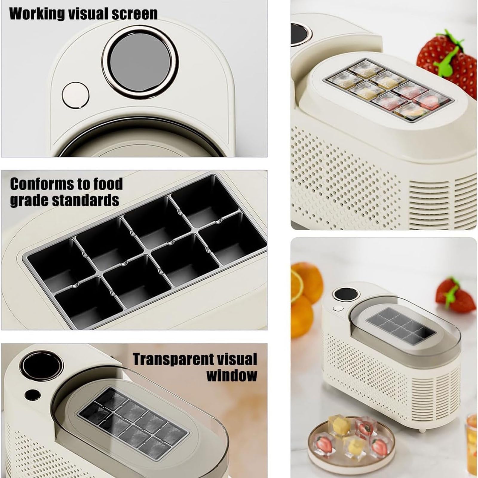 Máquina portátil for hacer hielo en encimera de 120 W, pequeña máquina de hielo for encimera, mini máquina de hielo compacta, 8/10 cubos en 10-15 minutos, fabricación de hielo(White,10 cubes)