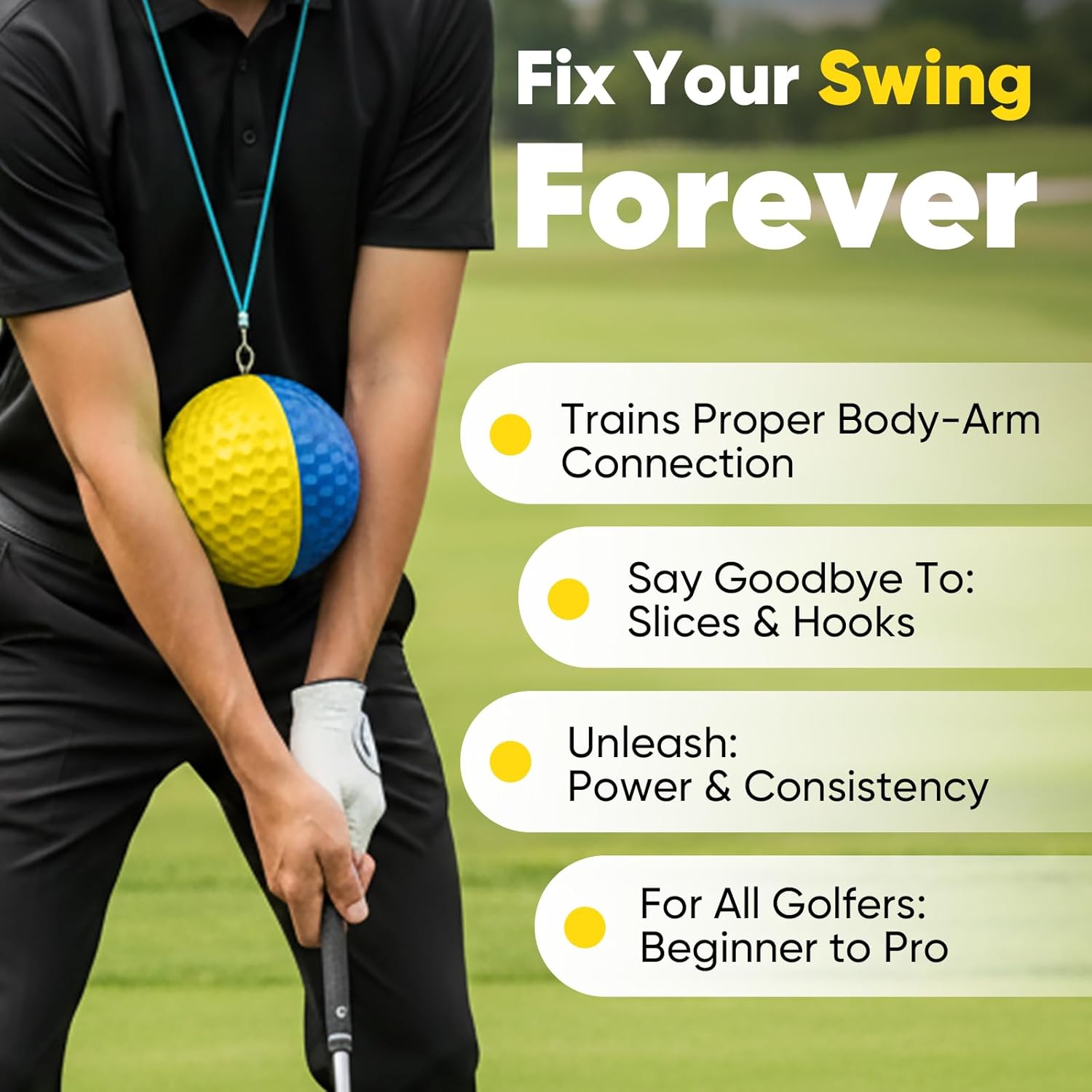 Golf Training Aid Ball for Impact Precision & Consistent Swings, Golf Swing Trainer, Simple and Effective Golf Training Tool, Fix Chicken Wing, Improve Tempo, Backswing & Ball Striking