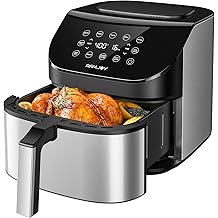 Air Fryer 6.8 Quarts, 10-in-1 Functions, Air Fry, Roast, Bake, Broil, Dehydrate, Large &amp; Compact Air Fryers, Nonstick &amp; Dishwasher-Safe Airfryer Basket, Stainless Steel Air Fryer, Easy to Use