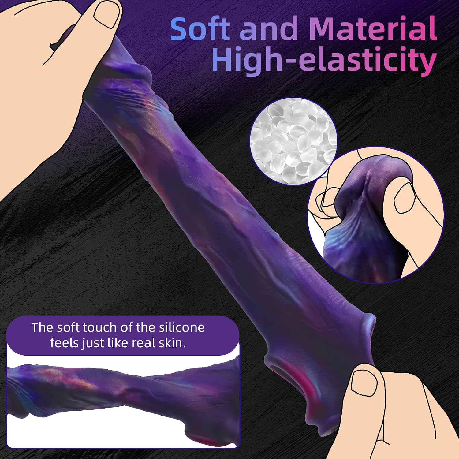 Realistic Penis Sleeve Sex Toys, Reusable 8.07'' Silicone Cock Sleeve Enlarger with Thickened Testicle Penis Ring, Delay Ejaculation Enhance Erection Penis Extender Male Couples Adult Toys - Mix Color